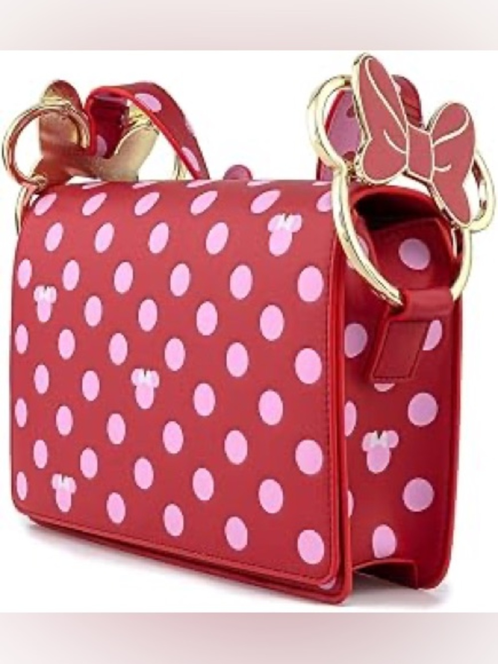 NEW Loungefly X Disney Minnie Mouse Pink Polka Dot Bow Strap Crossbody - Picture 2 of 16